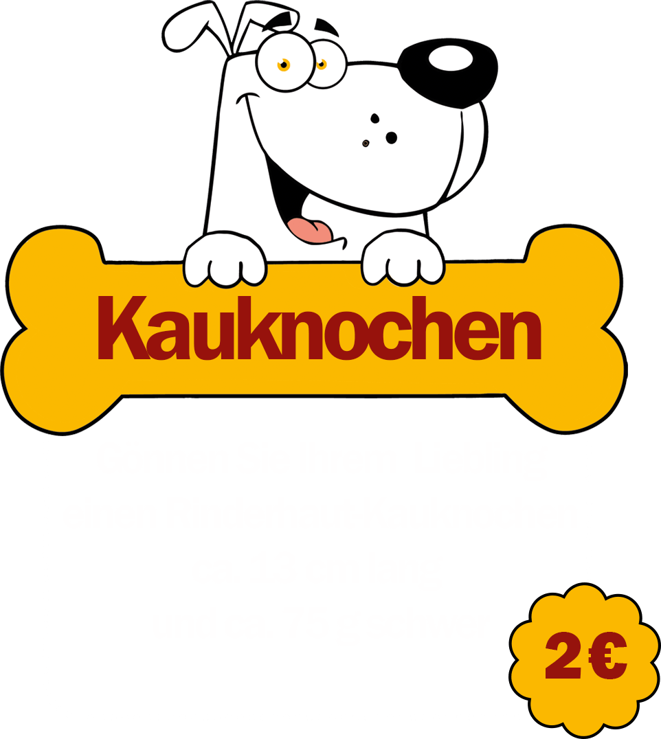 Comic-Hund mit Rinderhaut-Kauknochen