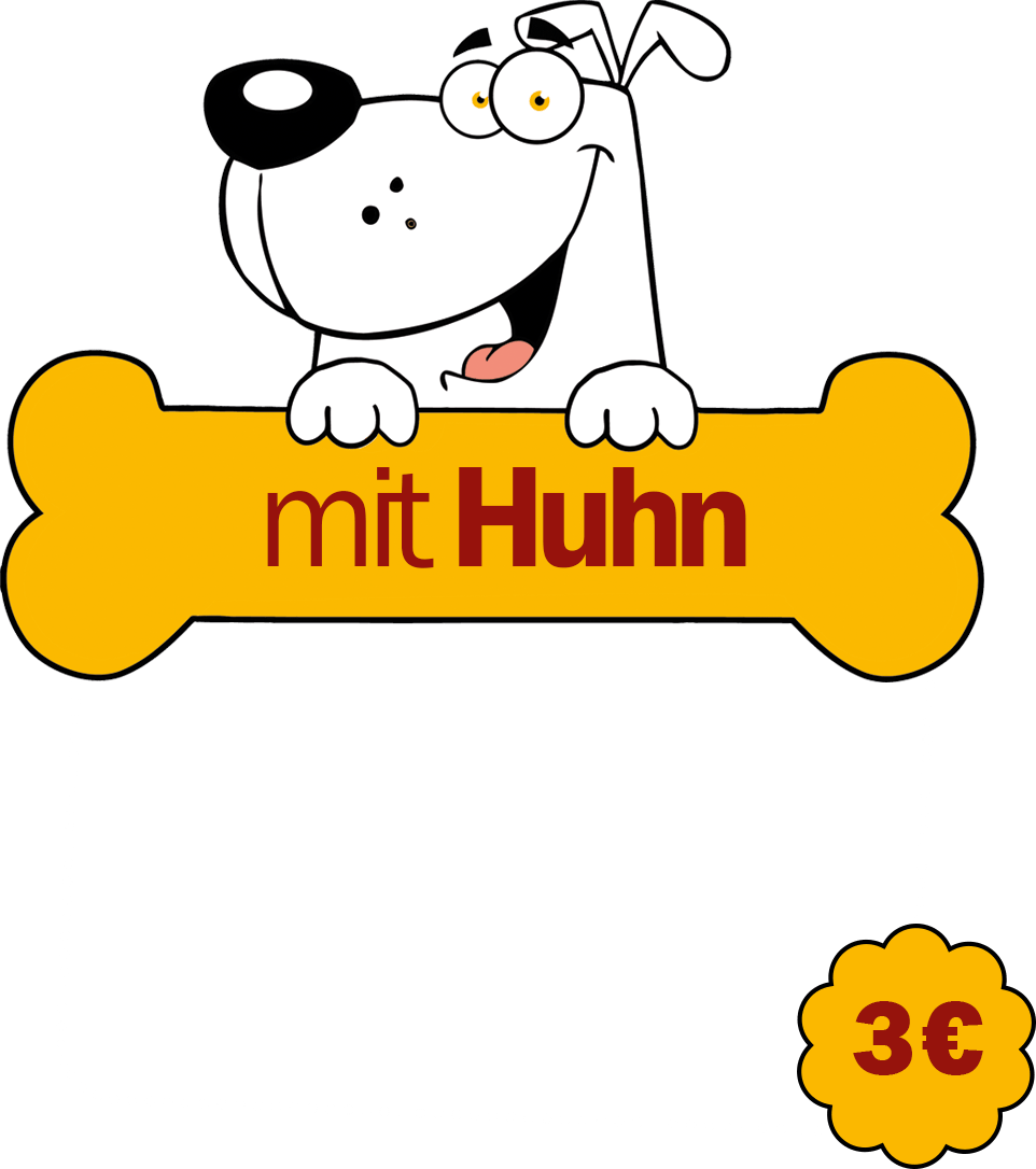 Comic-Hund mit Rinti Kennerfleisch