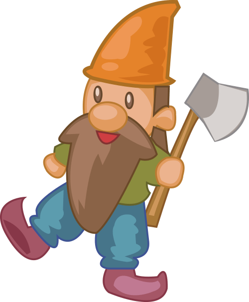 Laufender Zwerg mit orangefarbener Mütze