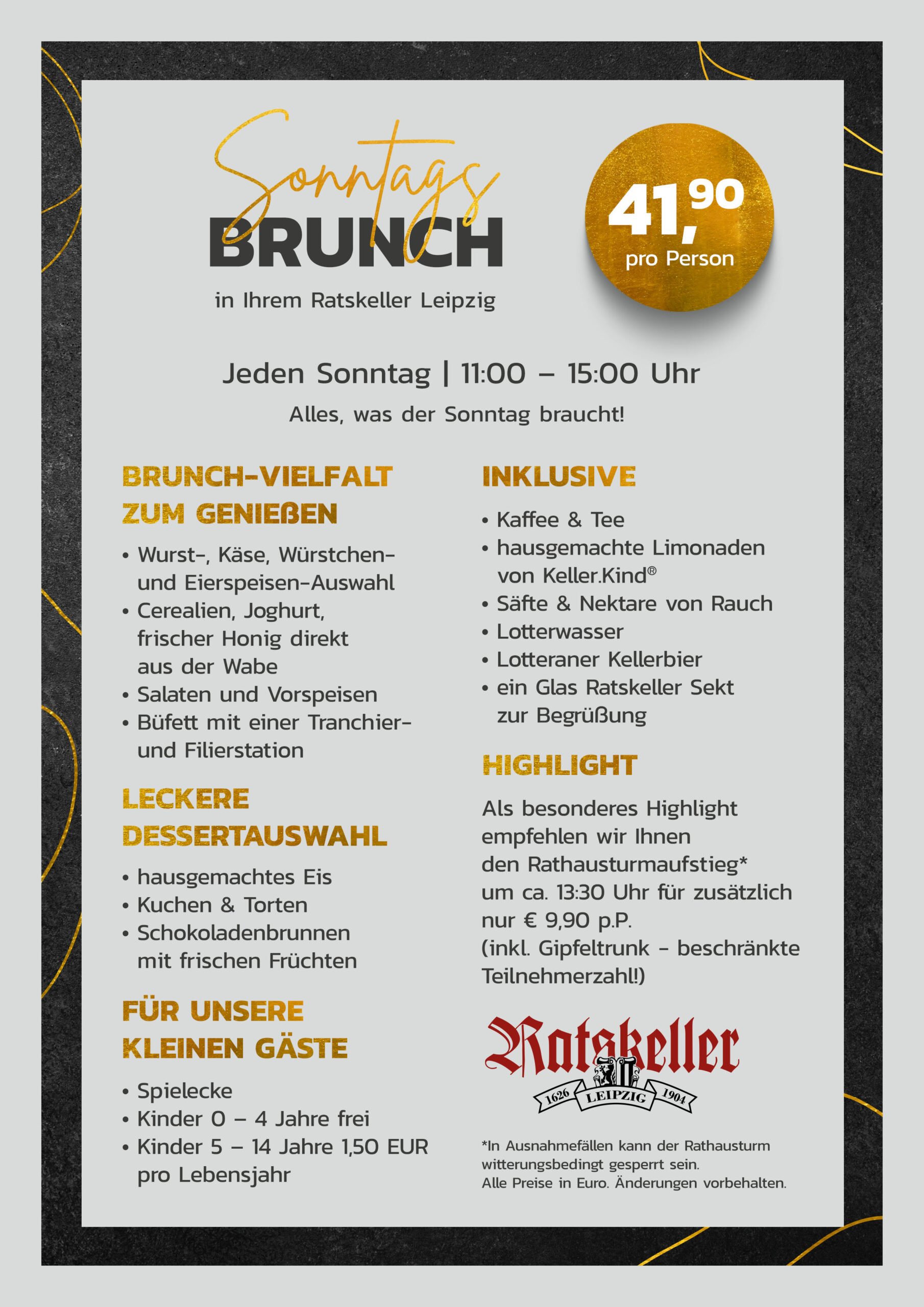 Flyer für den Sonntagsbrunch im Ratskeller Leipzig
